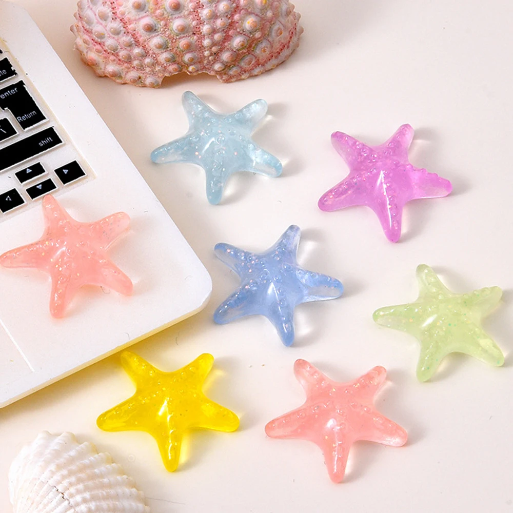 10PCS 20x21mm Starfish Series Miniature Flat Back Resin Cabochons For Hairpin Scrapbooking DIY Home Decor Craft Accessories