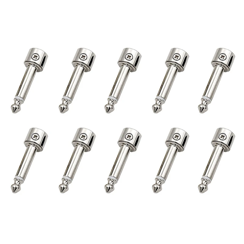 

AA79 New 10PCS 6.35MM Solder Free Plugs Kit DIY Guitar Pedal Board Electric Guitar Accessories
