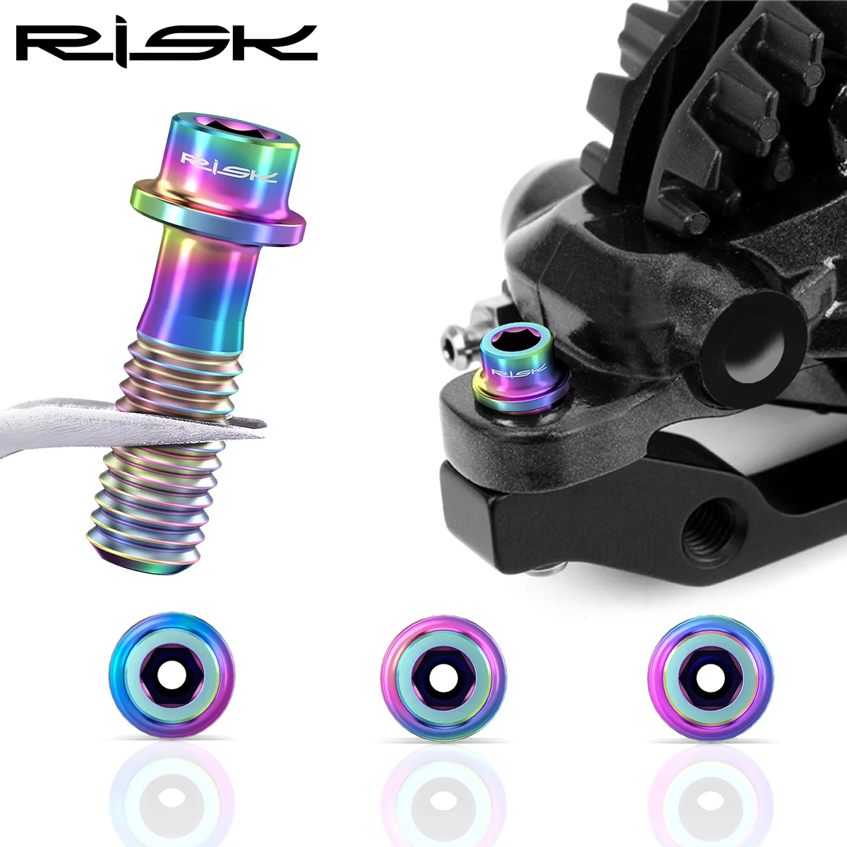 

RISK Disc Brake Caliper Screw Mountain Bike Titanium Alloy Lightweight Hollow Disc Brake Seat Fixing Screw M6x18 Hollow Caliper