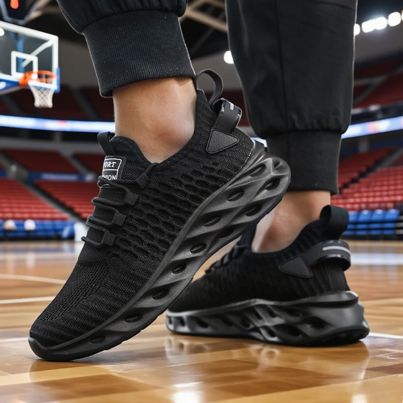 Men's Athletic Basketball Sneakers Bright Yellow Woven Upper Airy Mesh Design Men Shoes Trendy Non-slip Functional Sports Shoes view 6