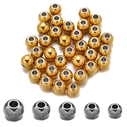 50pcs Stainless Steel Beads 3-10mm Straight Hole 1-5mm Loose Spacer Beads Ball for DIY Bracelets Jewelry Making Accessories