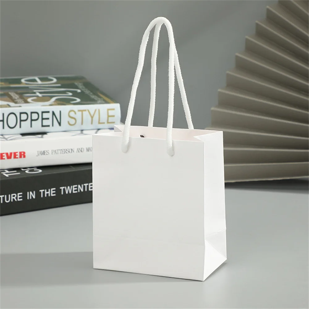 Solid Color paper Gift Bag Cosmetic Jewelry Tote Shopping Bag Rectangular Wedding Party Exquisite Gift Packaging Supplies