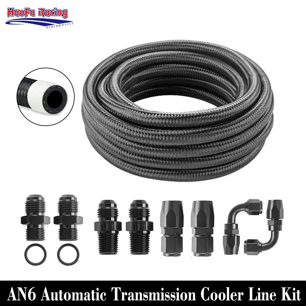 AN6 Automatic Transmission Cooler Line Kit for 4L60E 4L65E Braided Oil Fuel Hose Kit - AN6-1/4