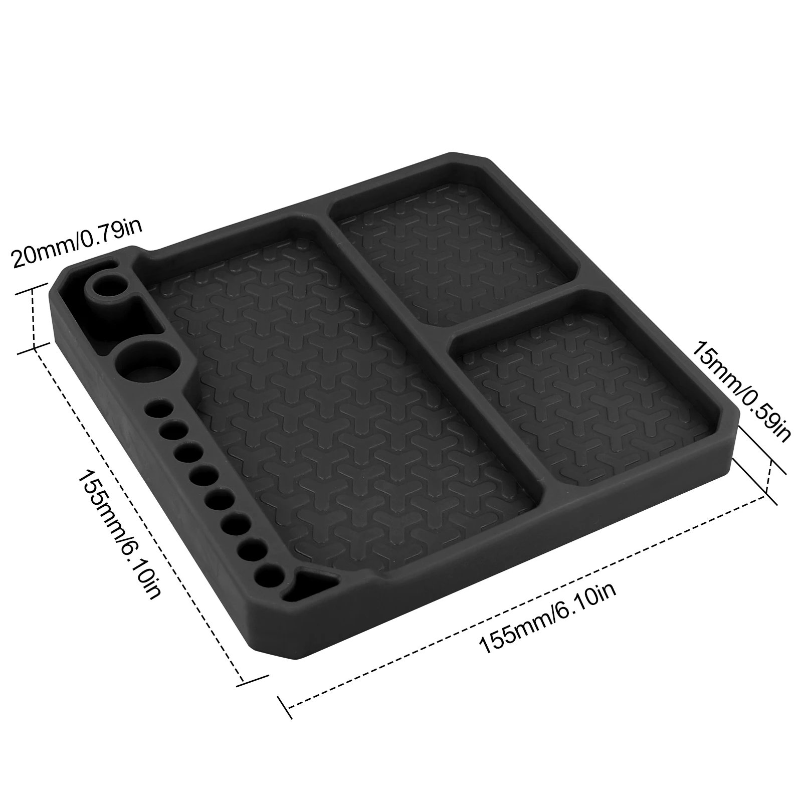 OGRC Silicone Tool Tray, RC Parts Organizer RC Screw Storage Plate Screw Holder Mat (160×160mm) - Red/Black