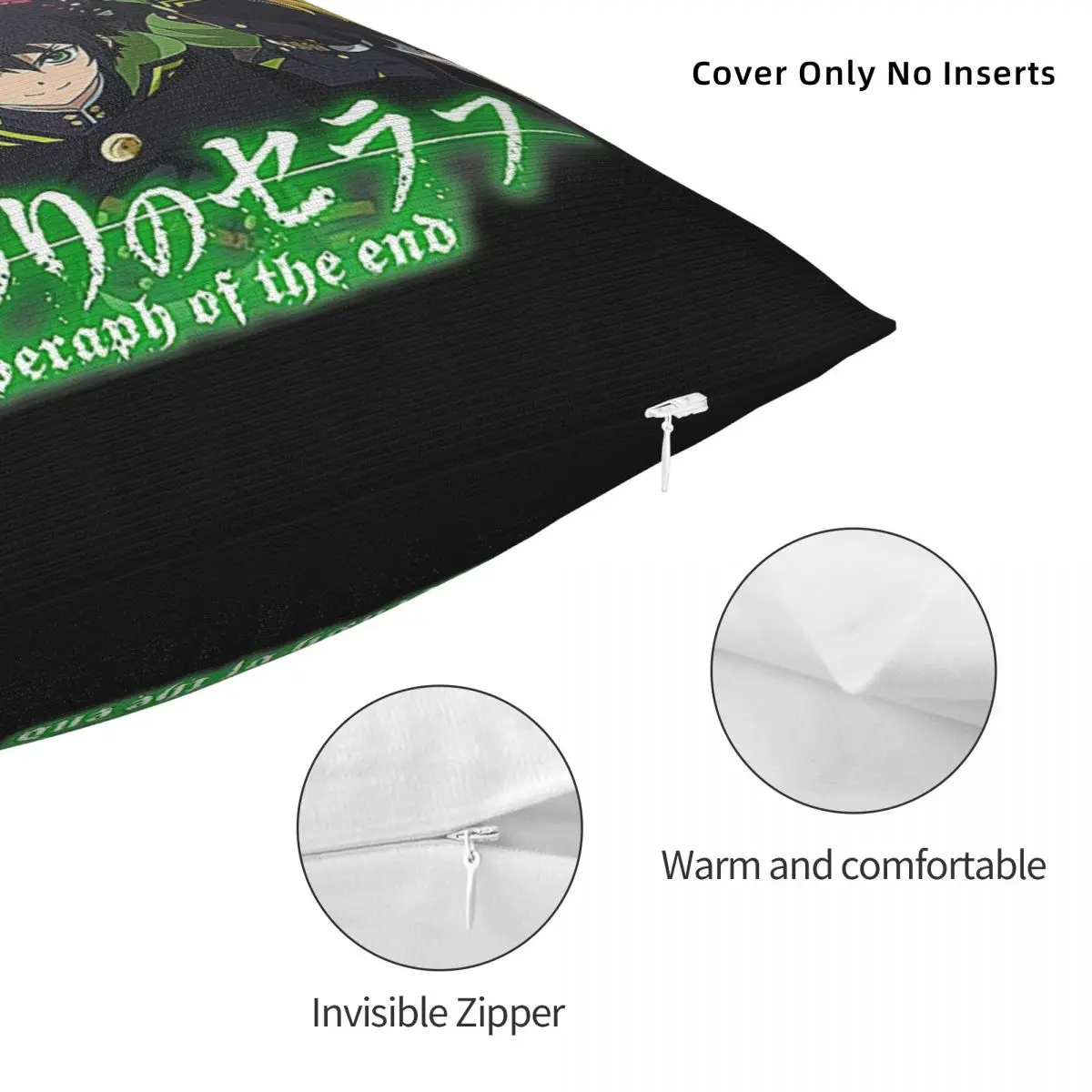 ساروف أوف ذا إند أنيمي ساحة المخدة غطاء الوسادة كيس وسادة رمي غطاء وسادة للمنزل أريكة غرفة المعيشة #4