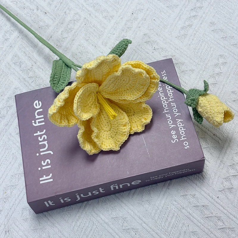 1pc Platycodon Crochet Flowers Bouquet Creative Knitted Flower Wedding Decor Artificial Flower Knitting Wedding Gift Home Decor