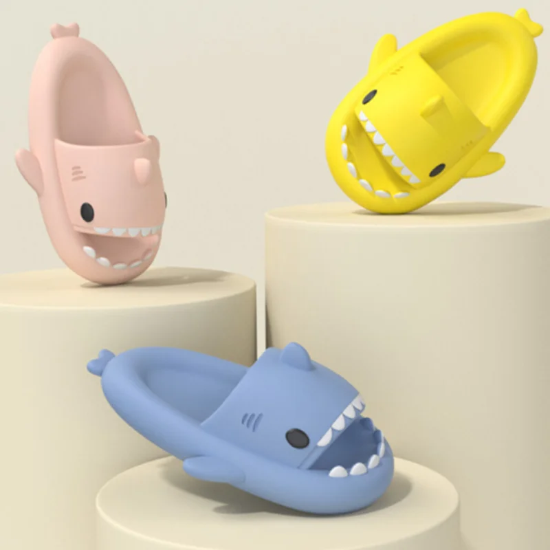 Shark Slippers Summer Adult Couple Parent-child Children's Slipper Trend Indoor Outdoor Funny Home Cute Cartoon Sandals