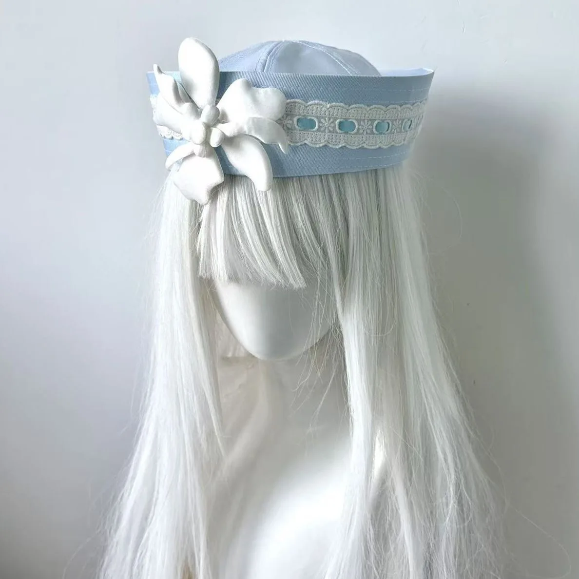 Fashion Hot Water Color Sweet Flower Lace Korean Sailor Hat Hot Style Jk Hat Women's Sweet Navy Hat High-end Octagonal Beret