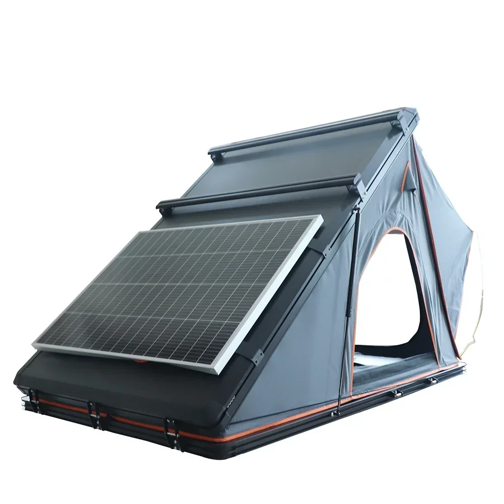 

Wholesale Outdoor Solar Camping 2-3 Person Waterproof Triangle Car Rooftop Tent Car Hard Shell Clamshell Car Roof Tent for Sale