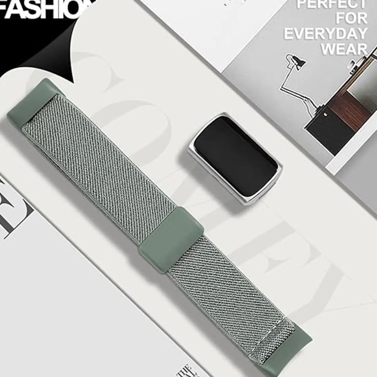 Correa de nailon para Fitbit Charge 6 5, Correa deportiva elástica de repuesto magnética para Fitbit Versa 4/3 2 Sense 2