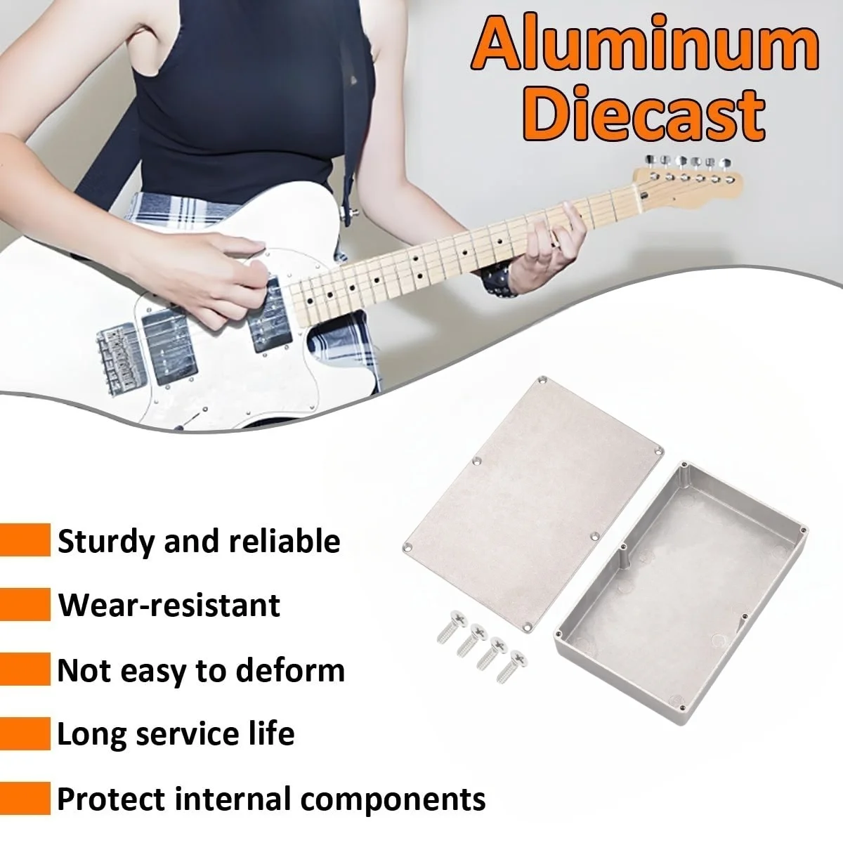 Miwayer 1590D(188*119*56.5mm) حاوية ألومنيوم لدواسة تأثيرات الجيتار - حافظة معدنية شديدة التحمل، صندوق تأثير قوي يمكنك صنعه بنفسك