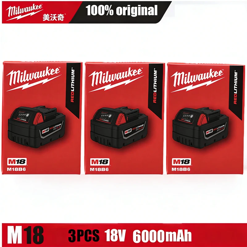 

Milwaukee m18 battery, bateria lifepo4 M18B6, 6000mAh lithium battery XC48-11-1860 Original milwaukee rechargeable battery 18v