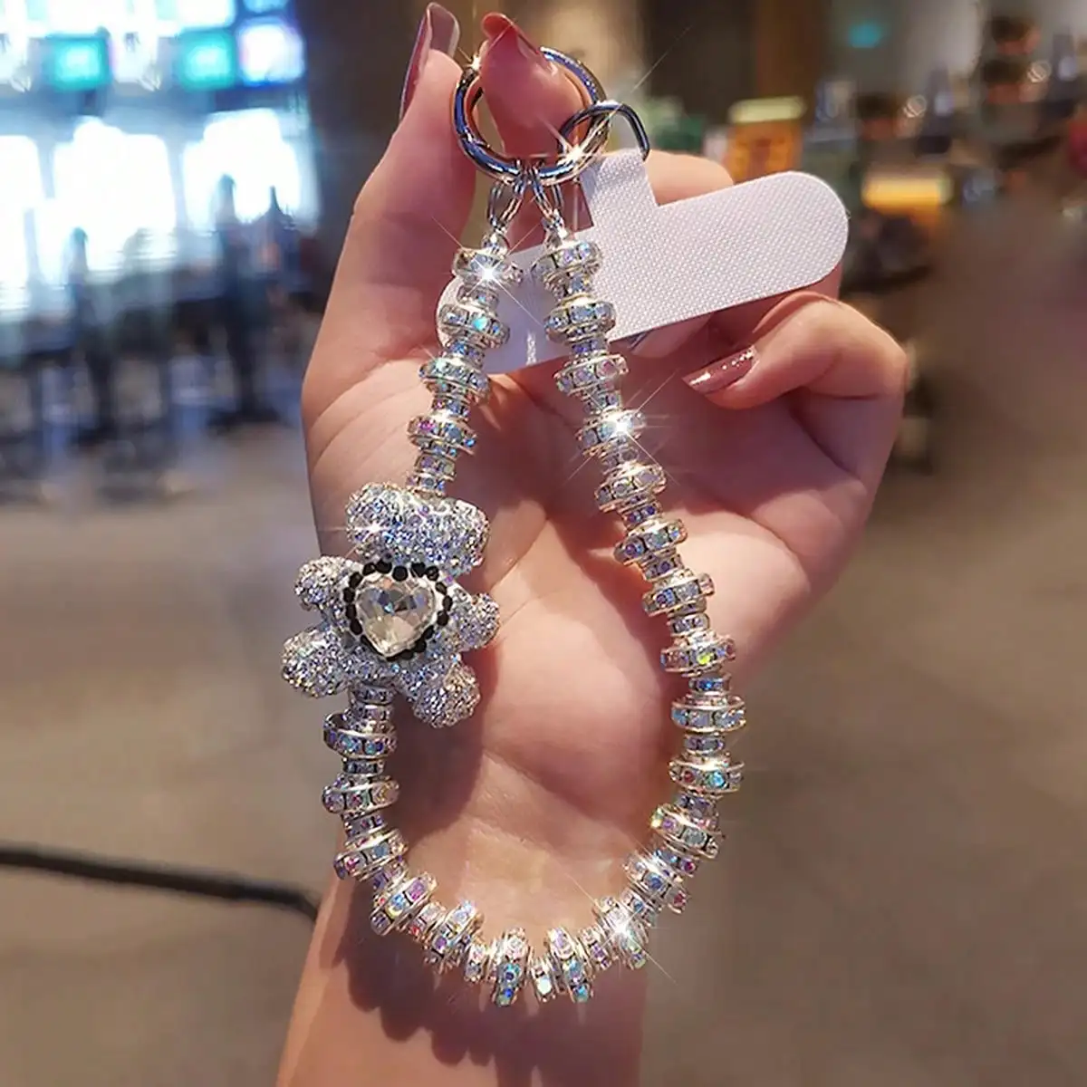 

Rhinestone Crystal Bear Bangle Bracelet Phone Chain Gift