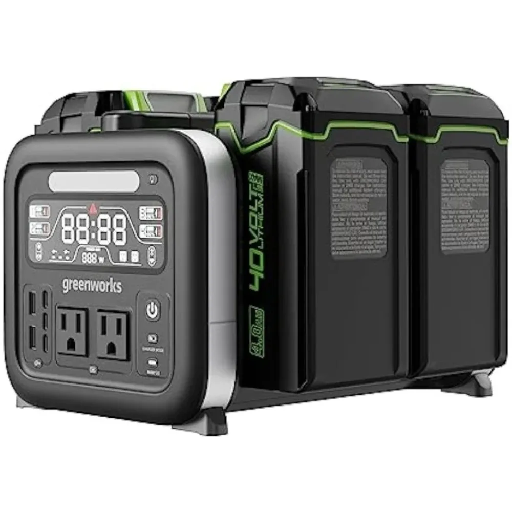 40V 500W Portable Power Station, 4-Slot Inverter, 2 AC Outlets, 5 USB Ports, Smart APP Control Power Generator, Outdoor Backup