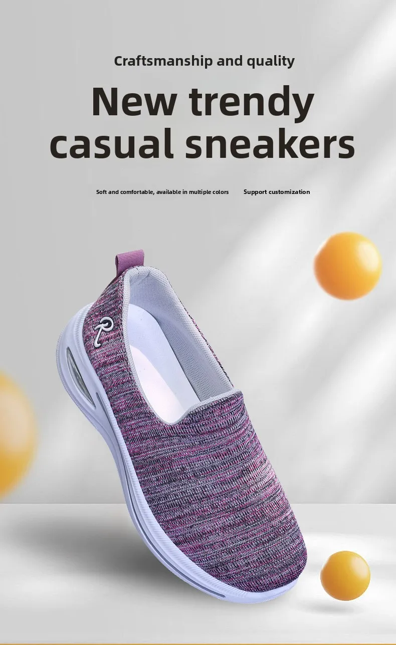 Atmungsaktive Slip-On-Sneaker für Damen, mit Luftpolster-Plattform, leicht, rutschfest, lässige Loafer für den täglichen Outdoor-Gebrauch. – Detail 1