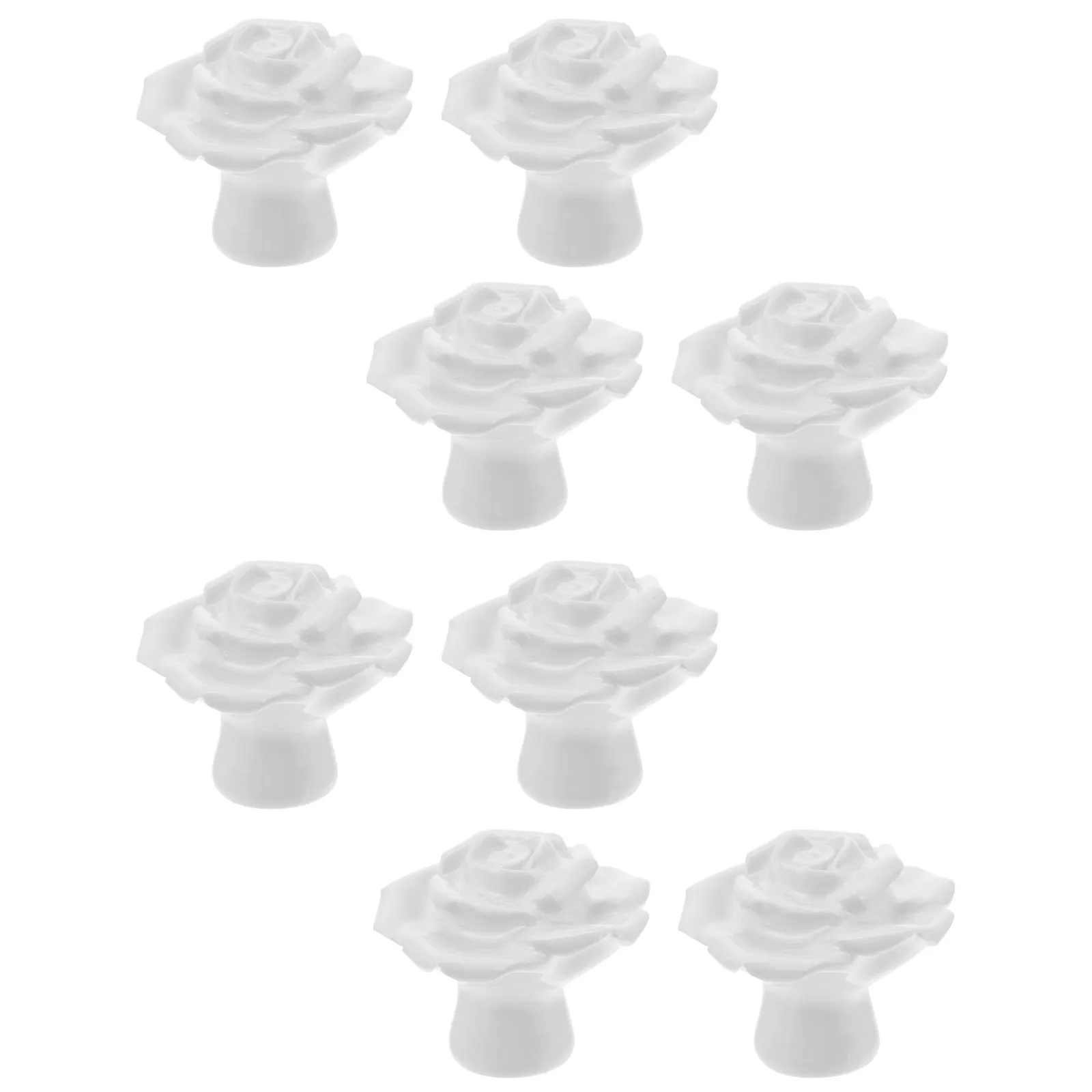 8Pcs Rose Shaped Ceramic Cabinet Knobs Drawer Pull Handles for Home Decoration Kitchen Furniture Wardrobe Bookcase Desk Cupboard