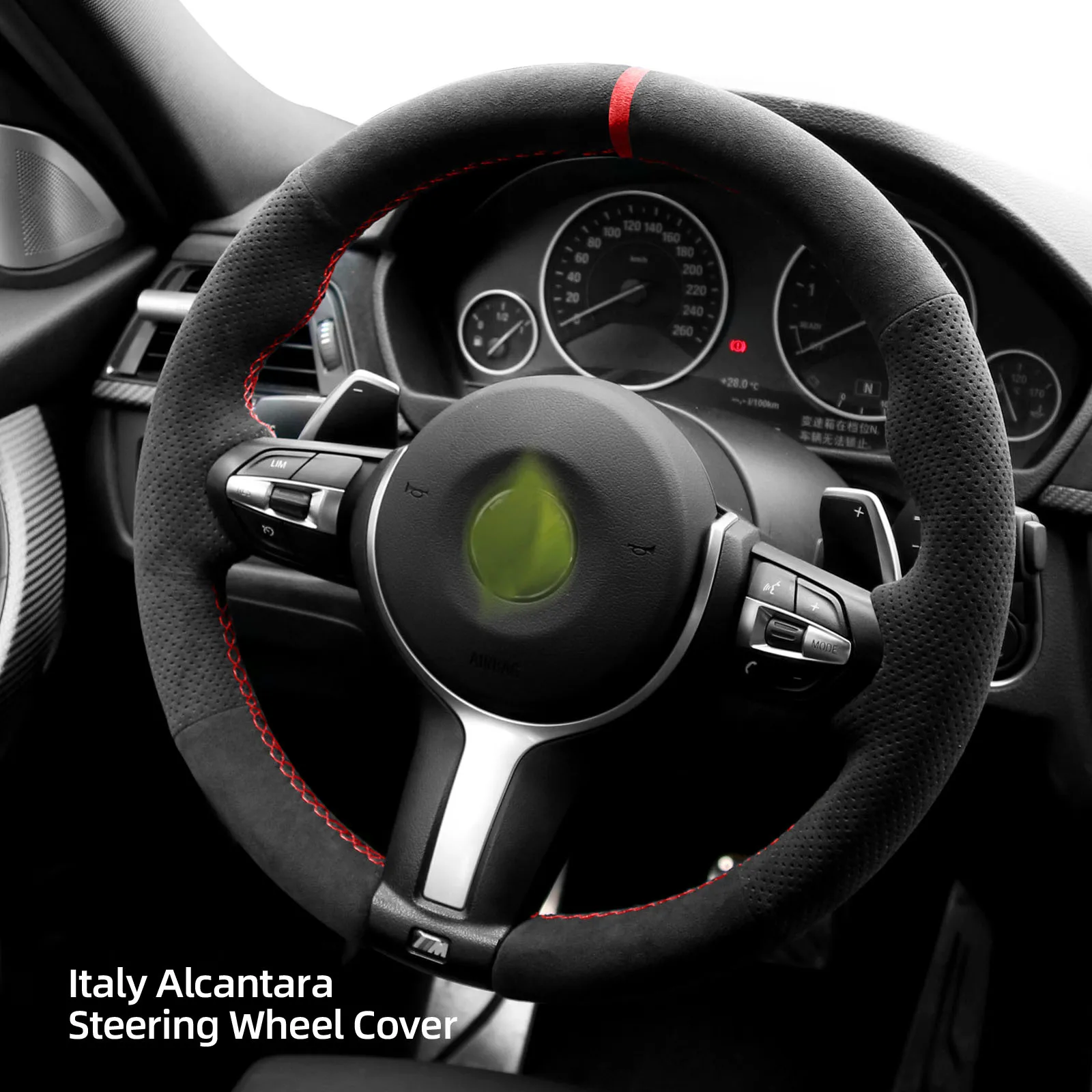 Alfanxi Hand Stitch Alcantara Steering Wheel Cover for BMW F30 F31 F34 F10 F11 F07 F12 F13 X3 X4 X5 X6 F16 F20 F21 M135I 140I X1