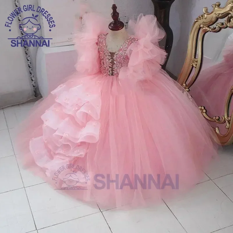 

Flower Girl Dress Exquisite Sleeveless O-Neck Knee-Length Princess Pageant Dress for Wedding Bridesmaid First Communion