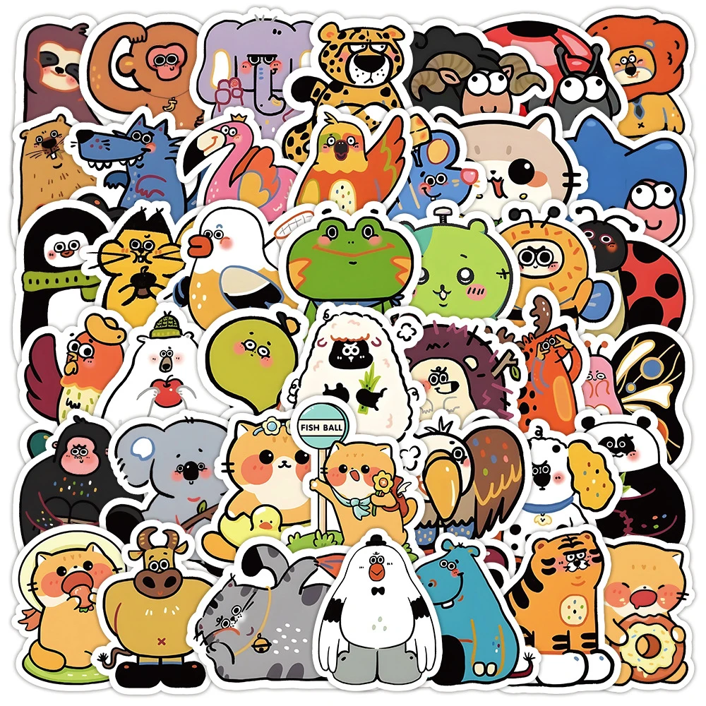 

10/30/60pcs Funny Cartoon Animal Stickers Graffiti for Kids FIY Motorcycle Laptop Guitar Waterproof Kawaii Classic Sticker Decal