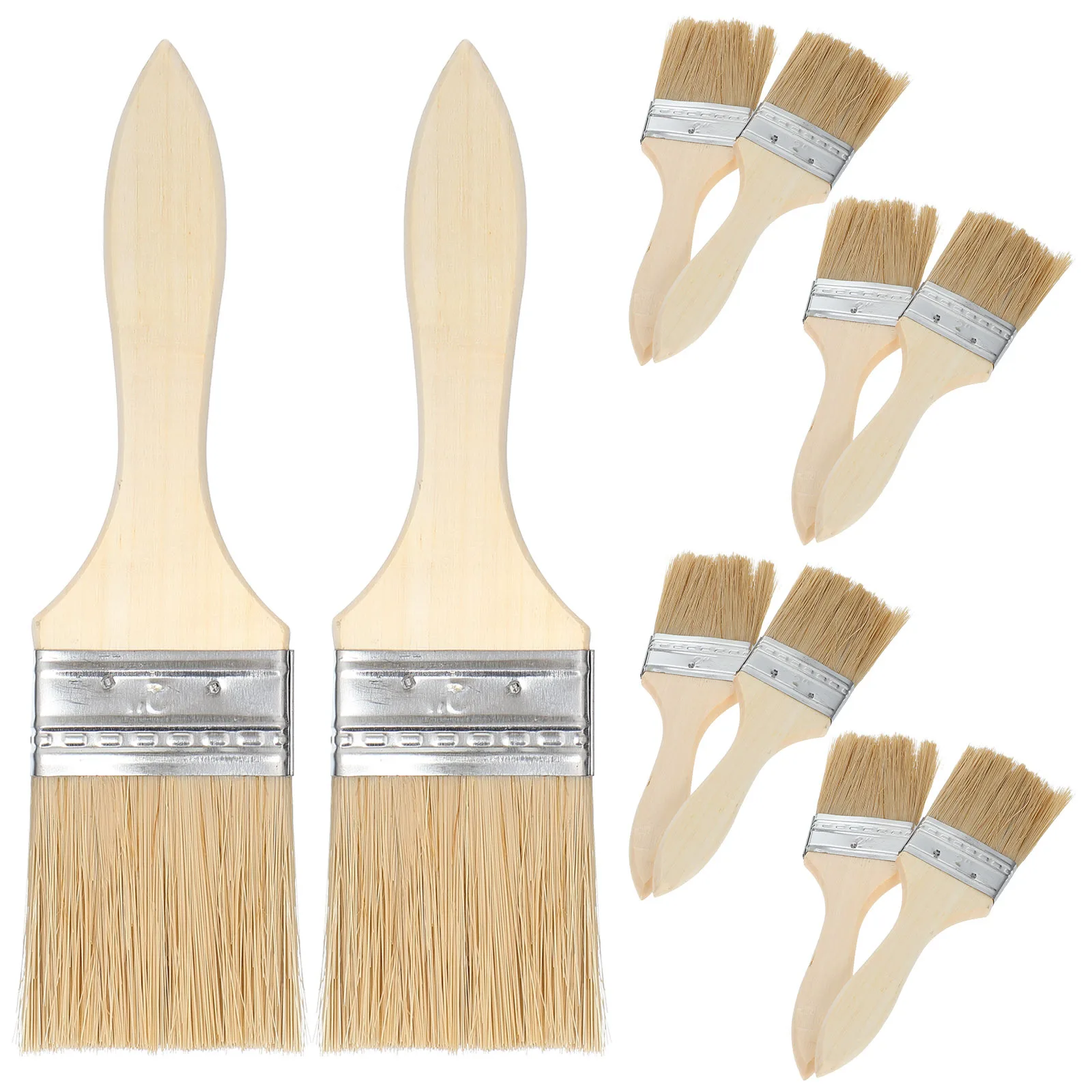 

Thickened Wooden Handle Paint Brush 10pcs Multipurpose Set for Art Watercolor Wall Coating Basting Pastry Butter Masonry Use