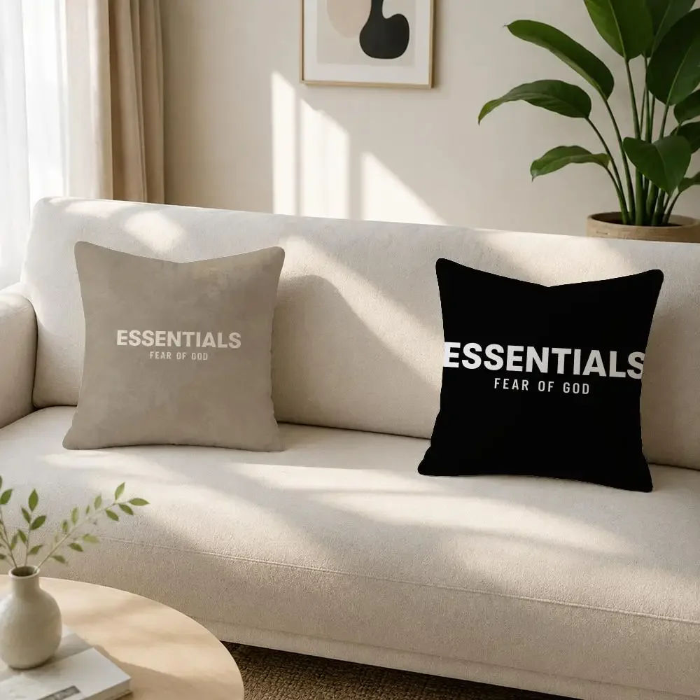 Fashion Brand Fear of God Essentials Cushion Cover Soft Plush Fluffy Throw Pillow Cases for Sofa Bedroom Home Decor