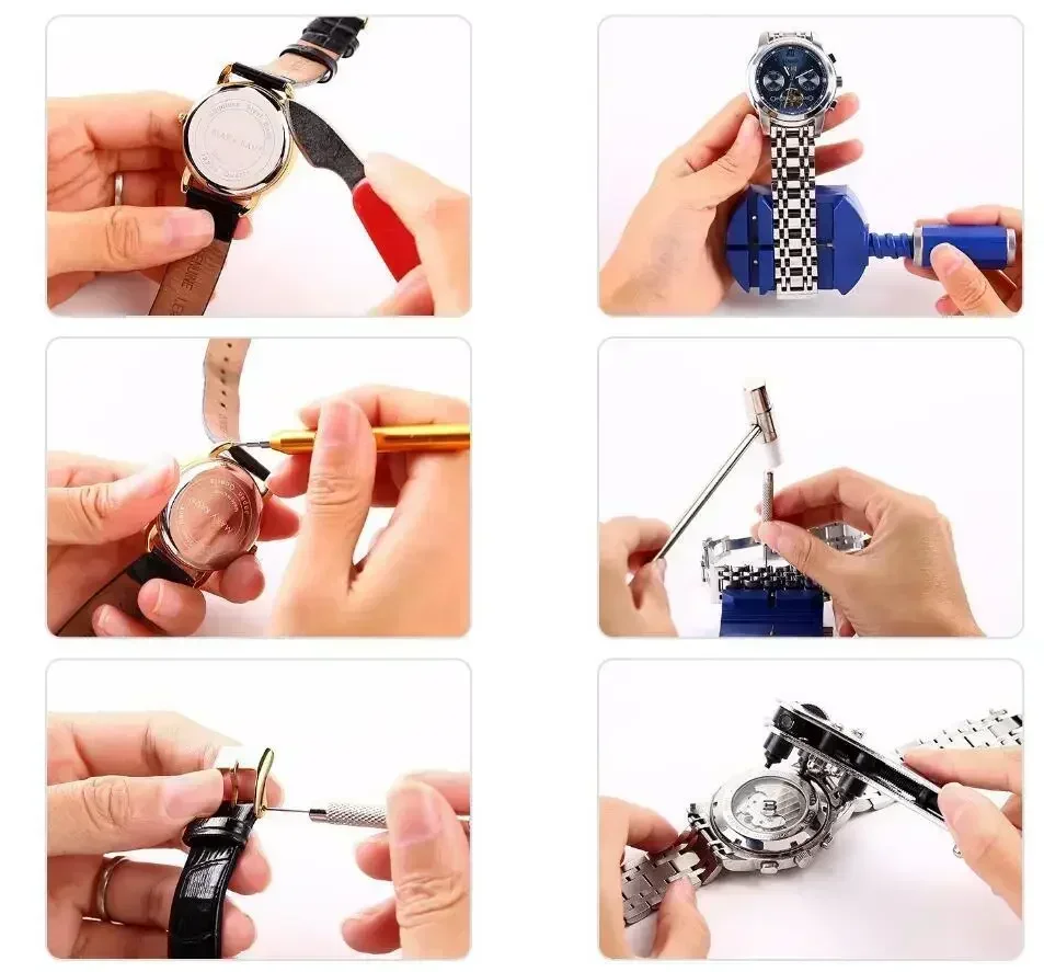 147-teiliges Uhrenreparatur-Werkzeugset Professionelles Uhrmacher-Set für Batteriewechsel Armbandverstellung Gehäuseöffner Stiftentferner – Detail 14