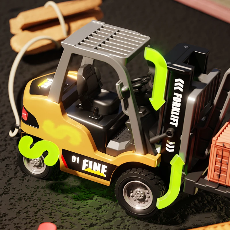 

Super Mini Rc Car Forklift 1:64 Desktop Mini Alloy Bluetooth Remote Control Engineering Vehicle Sound Emulation Children'S Toys