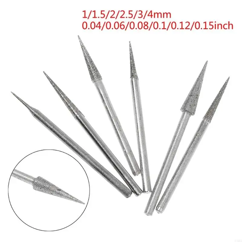 6pcs cónicos para puntos recubiertos diamantes cabeza para agujas varillas molienda afilada para l8ra