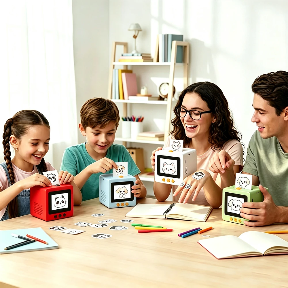 KEBIDUMEI AI Voice Drawing Thermal Printer Inkless Mini Sticker Printer for Kids DIY Coloring Artwork Children Handcraft Gift