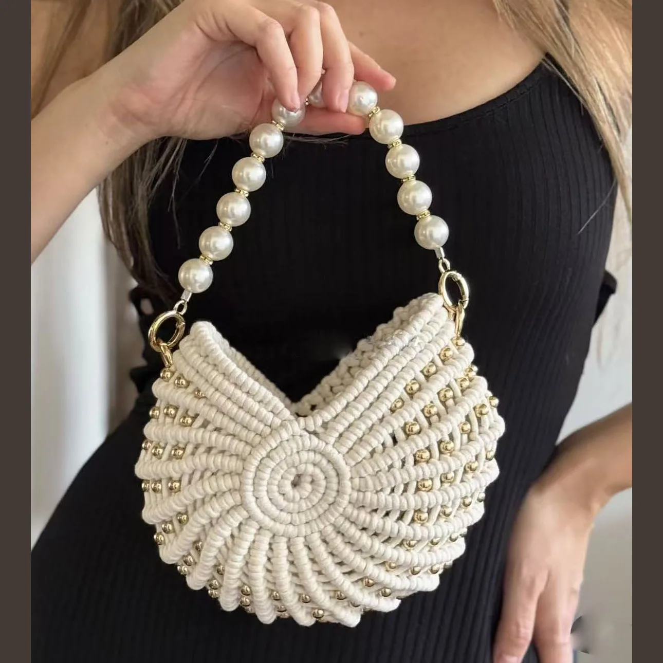 

Женская модная и простая сумка ручной работы из ракушек, однотонная сумка для монет, клатч