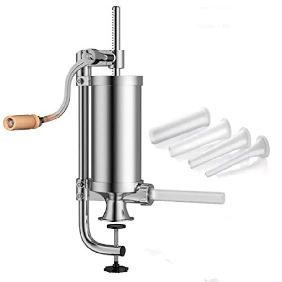 

Sausage Filler Stuffer Home Made Machine - Stainless Steel Vertical Sausage Maker with Suction Base and Manual Crank for Househ