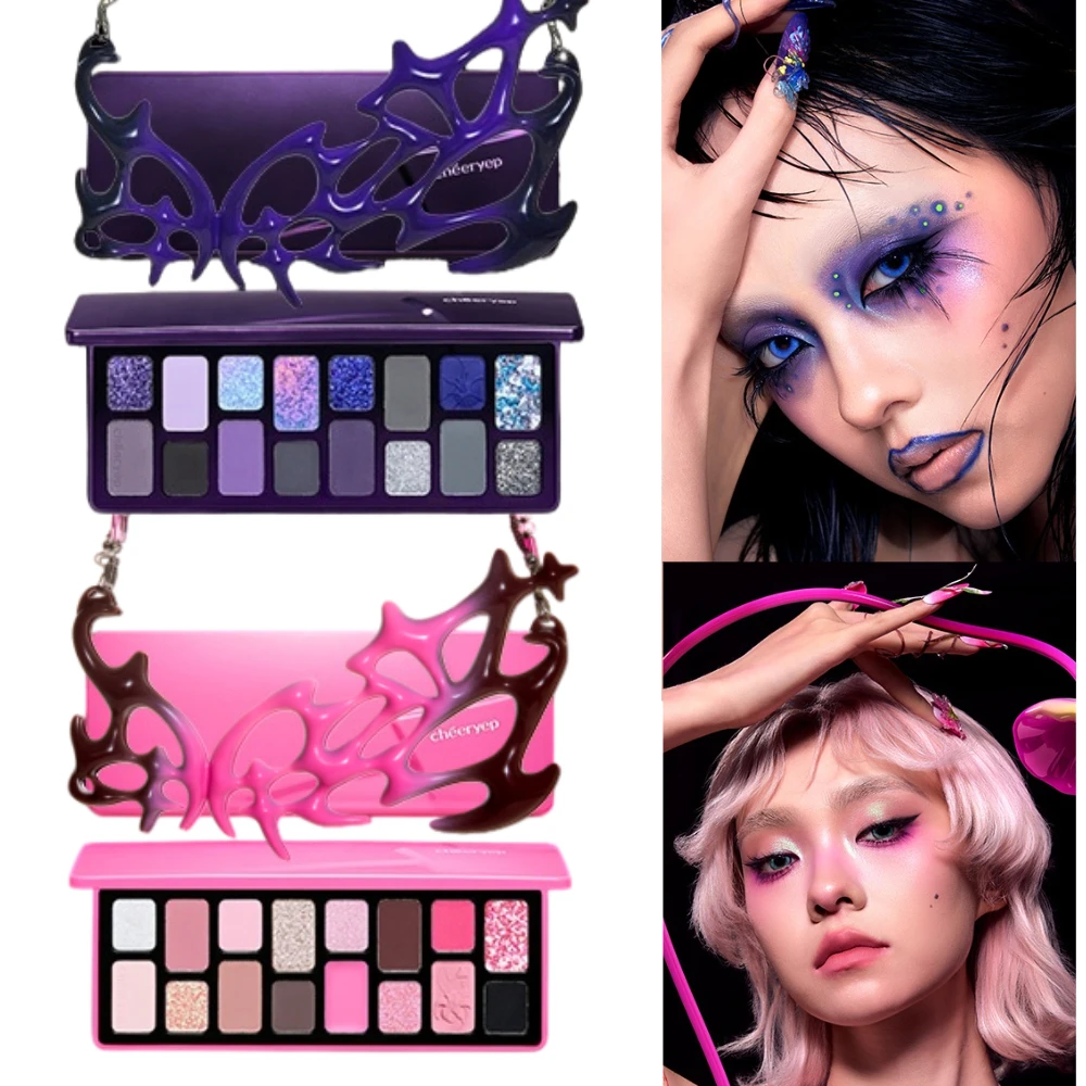 Cheeryep Qianyan Forbidden Garden – paleta 16 cieni do powiek, efekt kameleon, cienie do powiek w stylu „smoky”, matowe, połyskujące, z brokatem – do makijażu oczu.