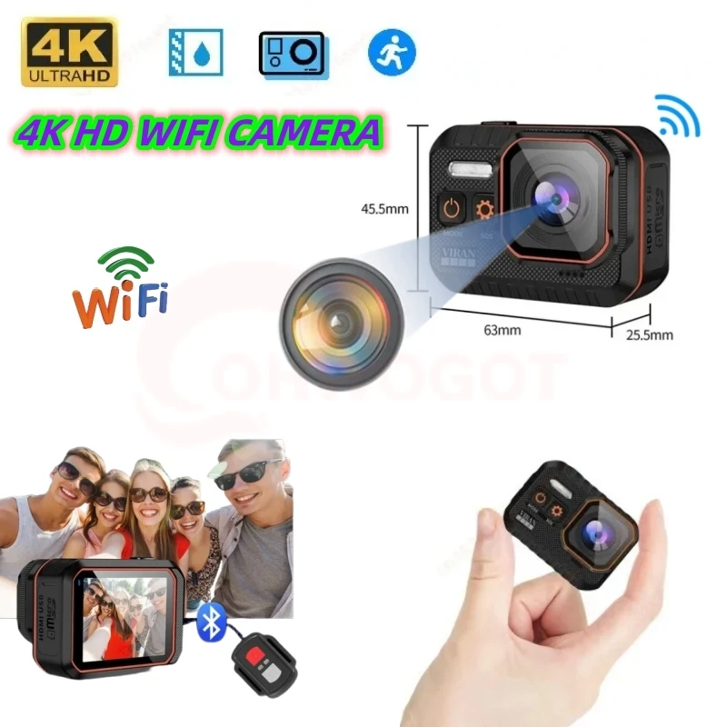 4K New Mini Digital Camera WIFI Portable Action Camcorders Security Sport Body Cam Outdoor IP68 Professional Waterproof Recorder