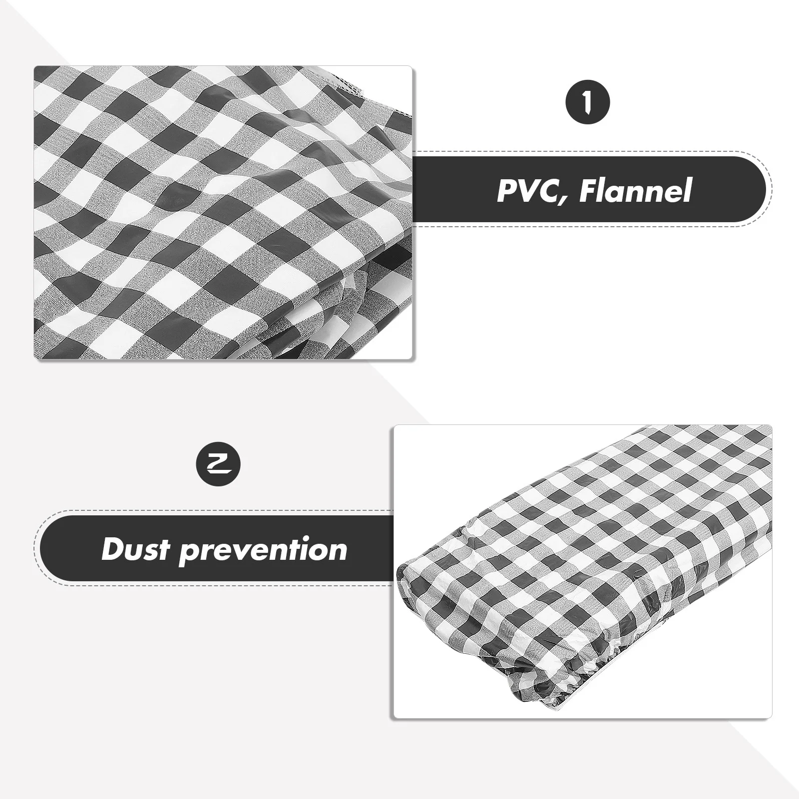 

Elastic Outdoor Table Cover 6FT Black White Plaid Stretch Waterproof Fitted Tablecloth Picnic Banquet Bar Covers Protect Stain