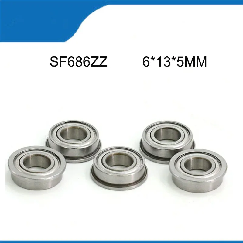 10/20PCS SF686ZZ (6*13*5 MM) High Quality Stainless Steel SF686 Flange Ball Sealed Deep Groove Ball Bearing Shaft (ABEC-5)