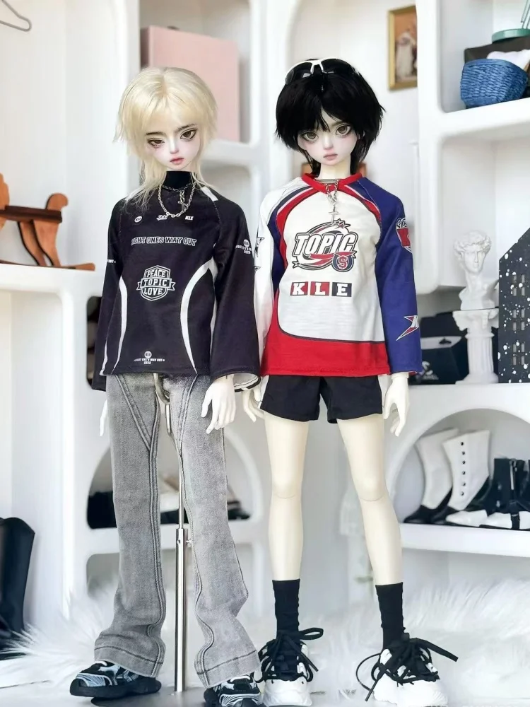 

BJD Doll Clothes For 1/4 Dolls Red Black Top Shirt Dolls Clothing Accessories (Only T-shirt)