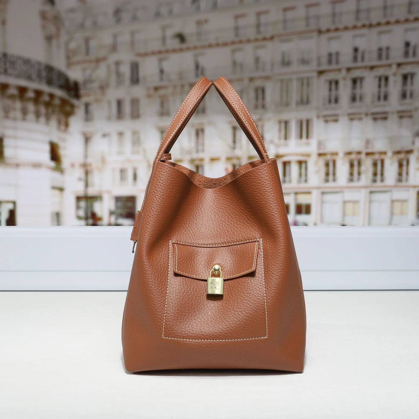 Fashion Minimalist Solid Color Casual Daily All-Match Women's New Open-Top Handheld Bucket Bag Trendy Ladies Shoulder Purse