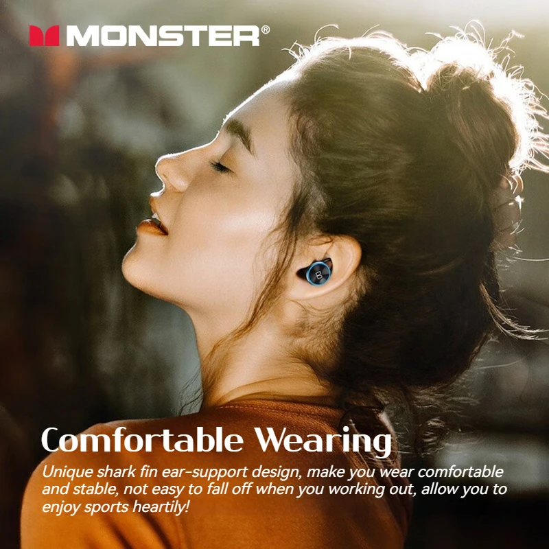 Monster Clarity 101 Plus Ture 무선 이어폰, 스포츠 블루투스 5.4 헤드폰, CVC8.0 소음 차단 TWS 이어버드, 마이크 포함