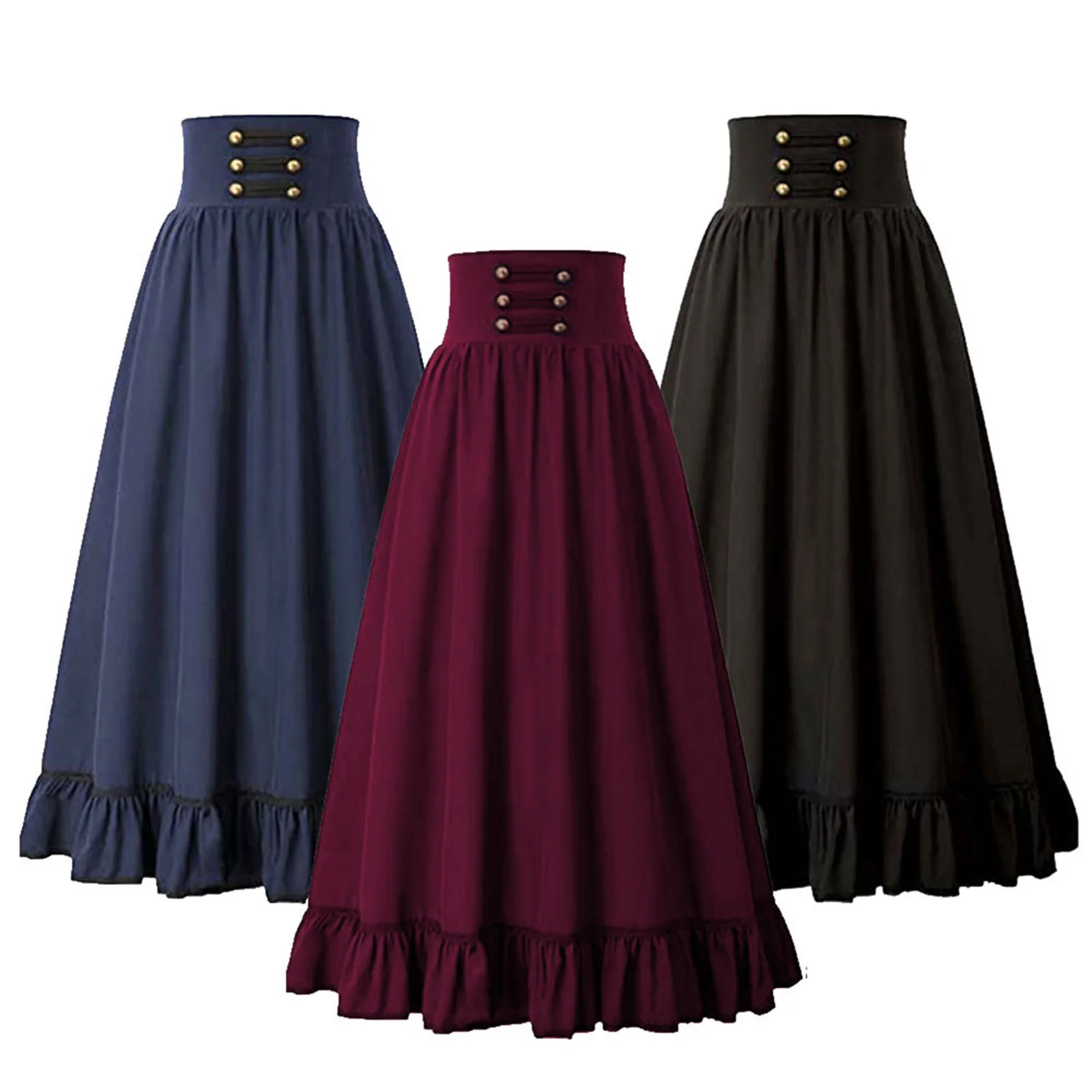 

Women Medieval Retro Fishtail A-line Skirt Renaissance Women Stage Costume for Party