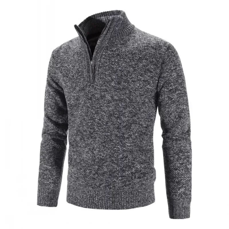 Autunno inverno maglione lavorato a maglia spesso uomo pullover tinta unita cerniera collo a lupetto Slim Fit pullover in maglia uomo maglione causale uomo