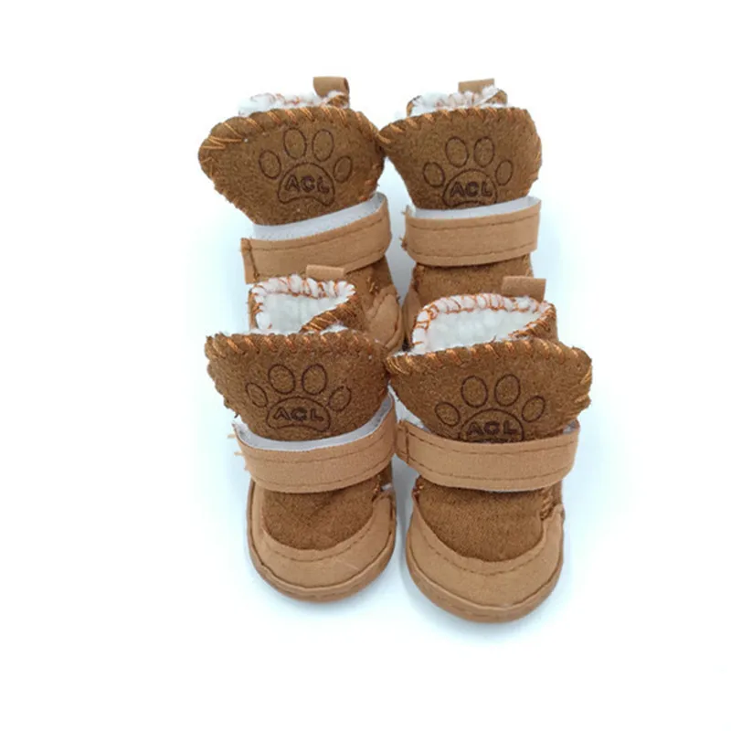 4Pcs/Set Winter Warm Shoes for Dogs Non-slip Dog Snow Boots Cotton Blend Puppy Sneakers for Pet Teddy Dog Accessories