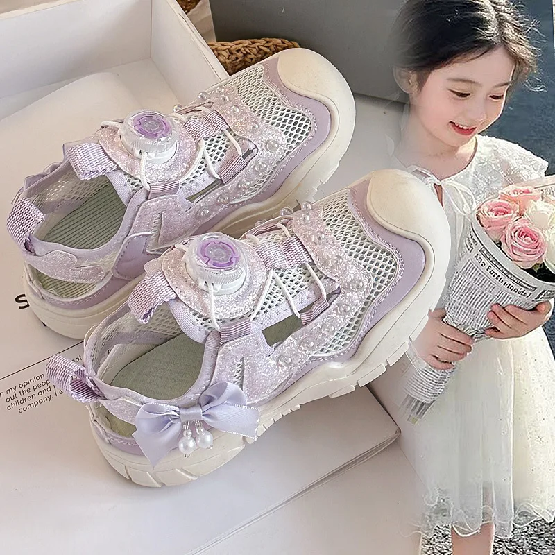 Mumoresip Kids Sports Sandals Mesh Breathable Children Sandals Toes Capped 2026 Summer New Girls Princess Casual Shoes Soft