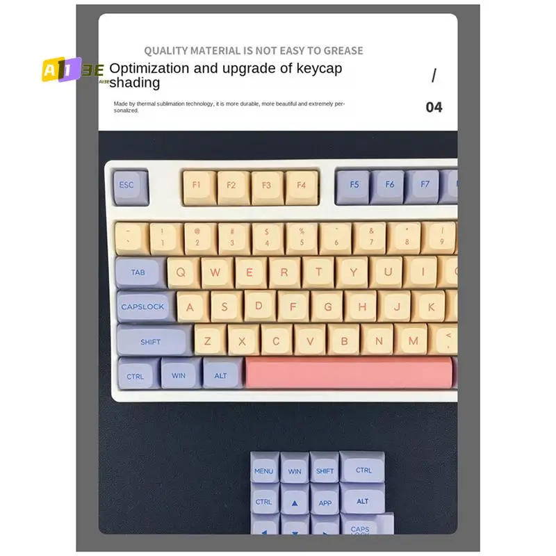 

A13E-132 Keys PBT Keycaps Pink Cute Keycaps Dye-Sublimation Key Caps XDA Keycap Set For Mechanical Keyboard
