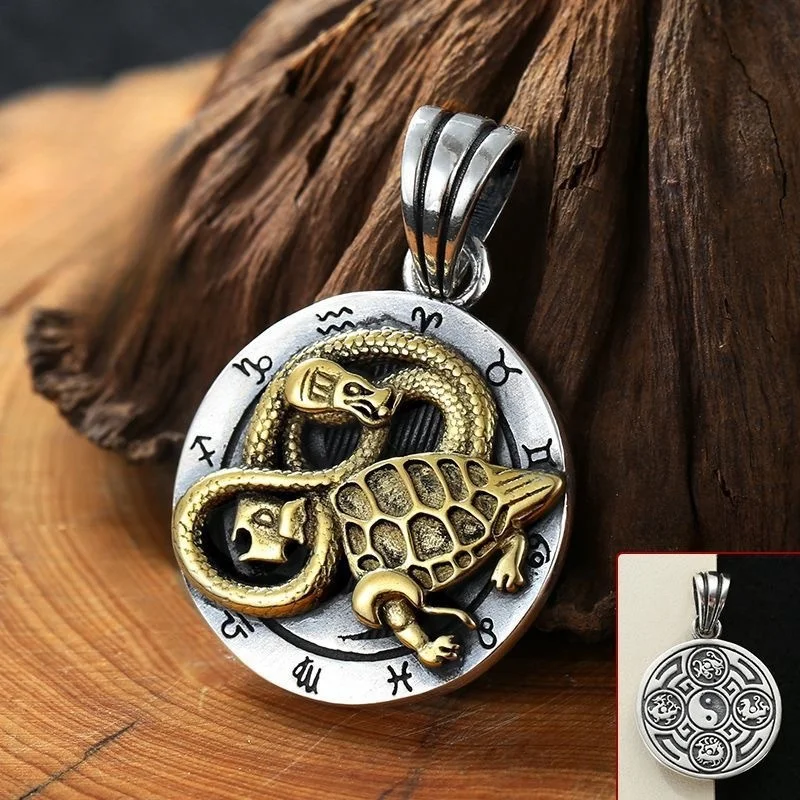 BOCAI S925 Sterling Silver Pendants for Women Men New Fashion Relief Four God Sacred Beast Punk Jewelry Amulet Free Shipping