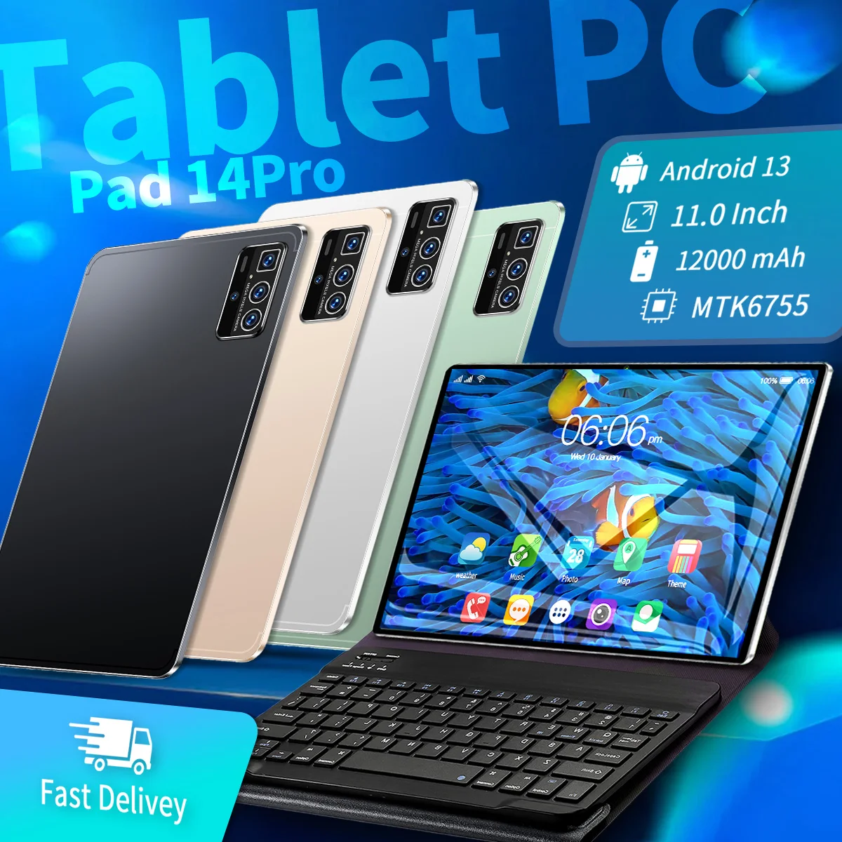 

2024 Original Global Version Pad 14Pro Tablet Android 13 MTK6755 16GB RAM+1T ROM 12000mAh 5G HD 4K Screen WIFI Mi Tablet