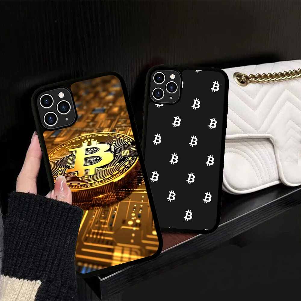 B-Bitcoin-N Pattern Phone Case Silicone PC+TPU For For IPhone 11 12 13 14 15 16 Plus Pro Max Cover