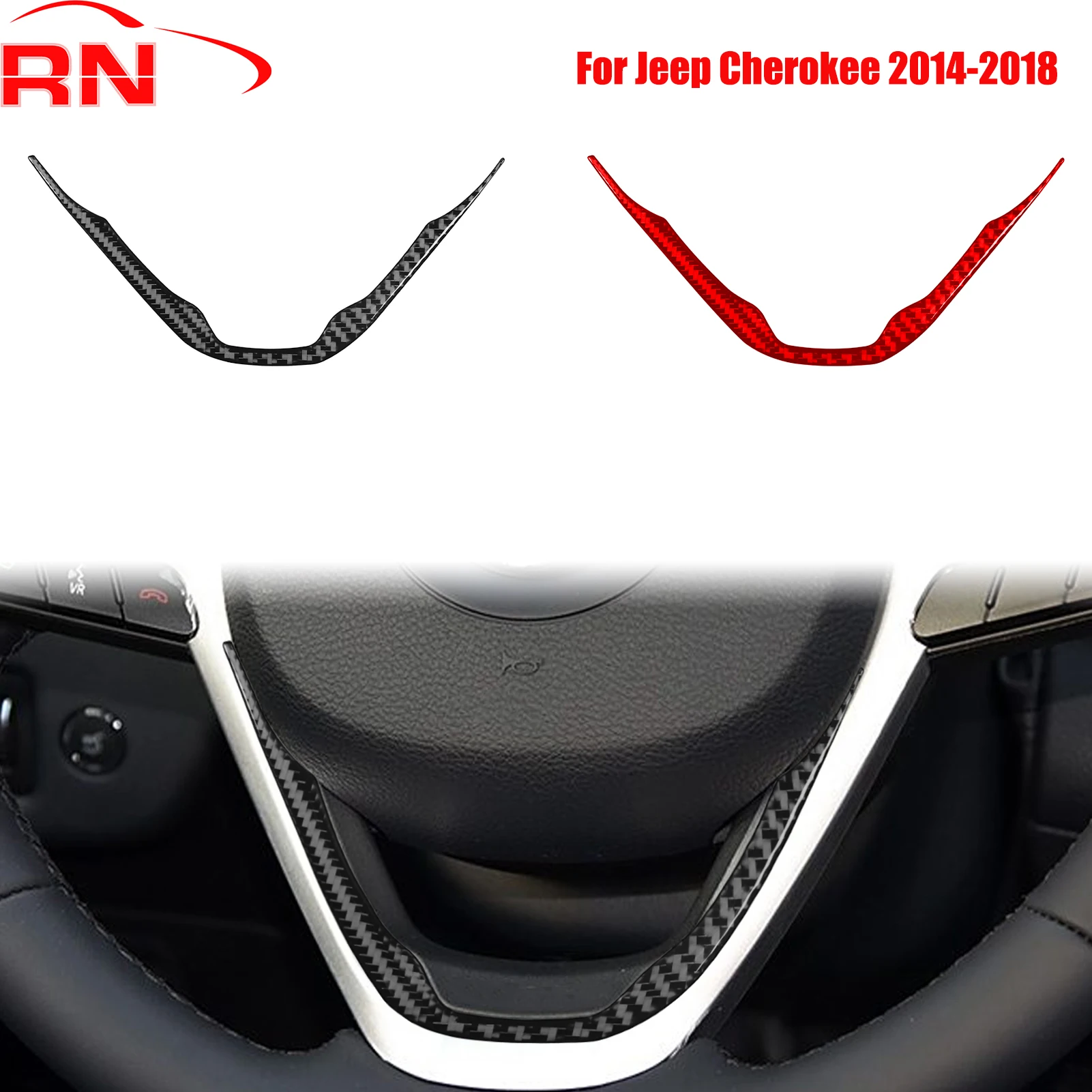 

For Jeep Cherokee 2014-2018 Modified Carbon Fiber Car Steering Wheel Chin Interior Accessories Decorative Stickers
