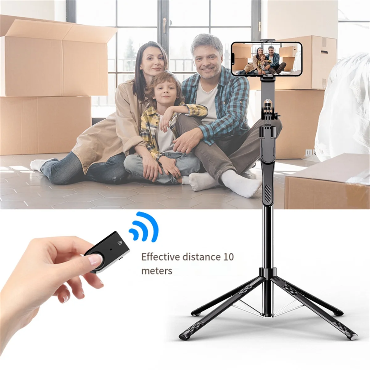 ABUB 185cm Bluetooth Selfie Stick Aluminum Alloy Stand Handheld Stabilizer Foldable Monopod,for Mobile Phone Live