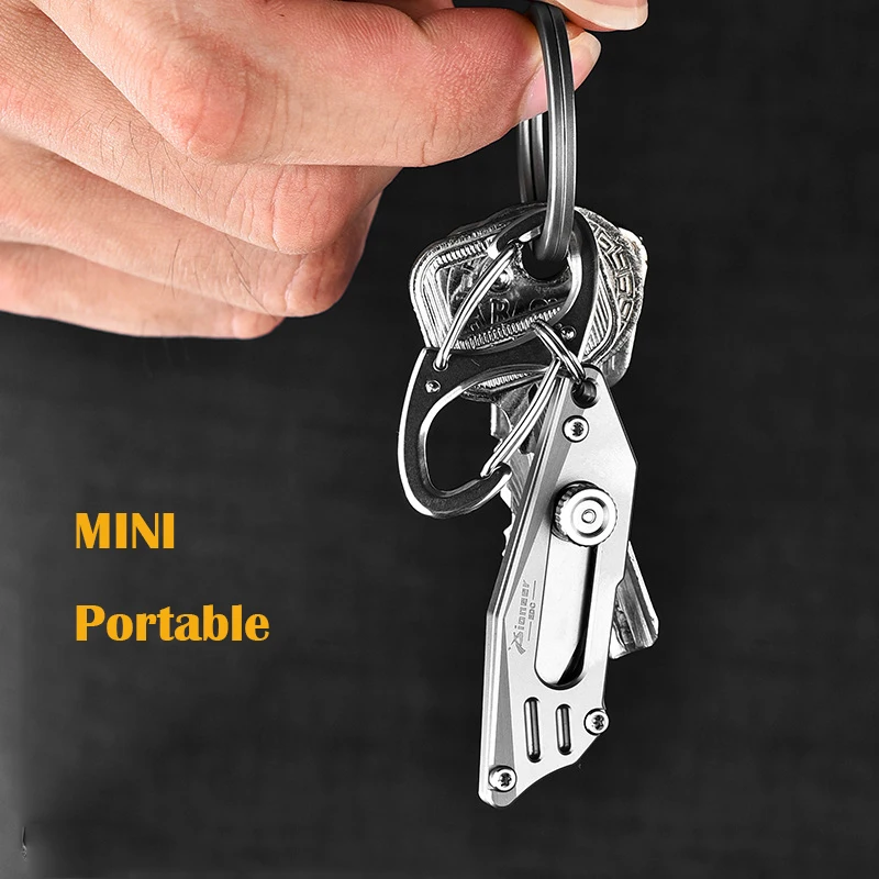 MINI Titanium Alloy Utility Knife Push Pocket Knife Portable Keychain Unboxing Cutter Survival Multitool EDC Free 5 Blades