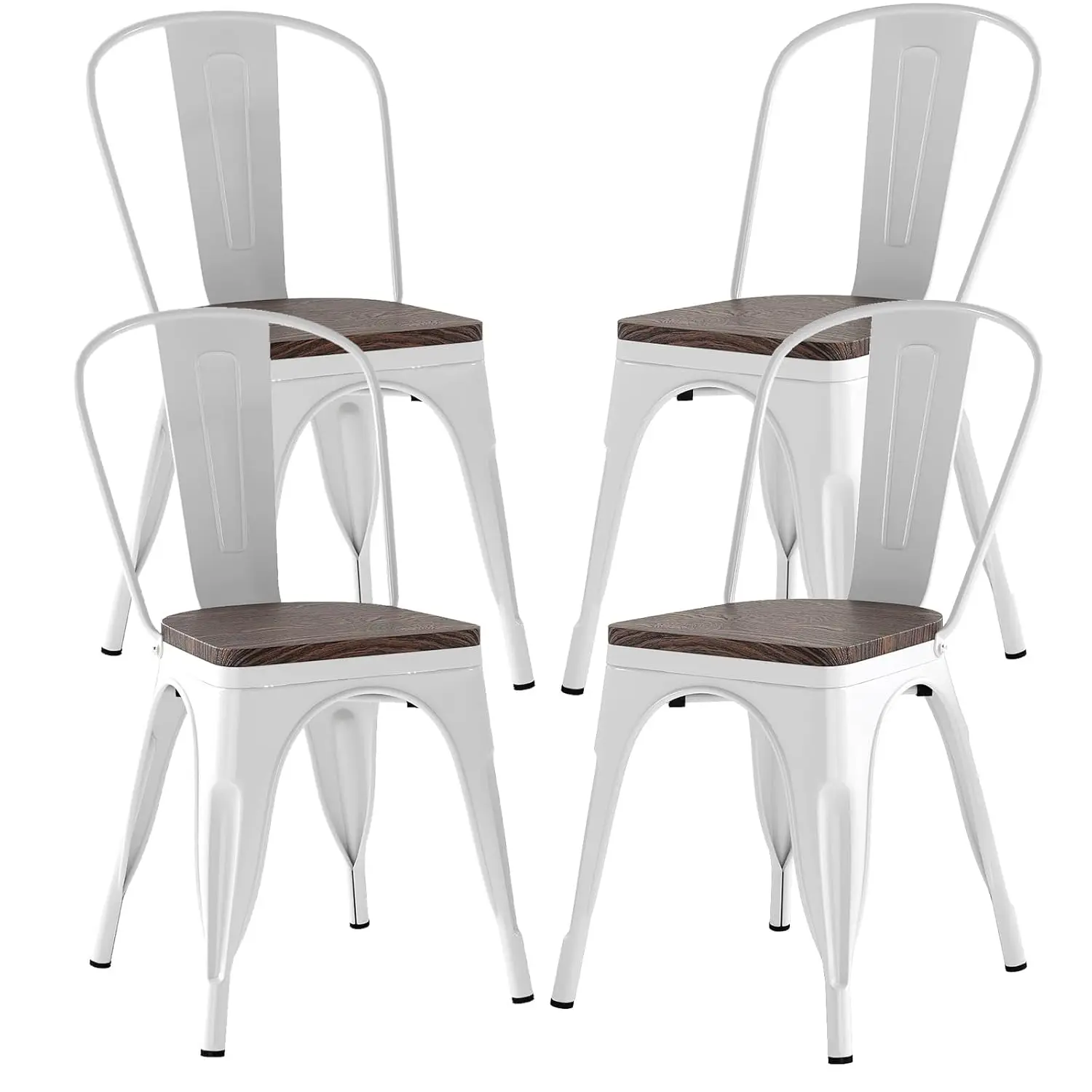 

Vintage Metal Dining Chairs, Industrial Stackable Cafe Side Chair with Wood Seat & Backrest for Bistro, Kitchen,, Customized